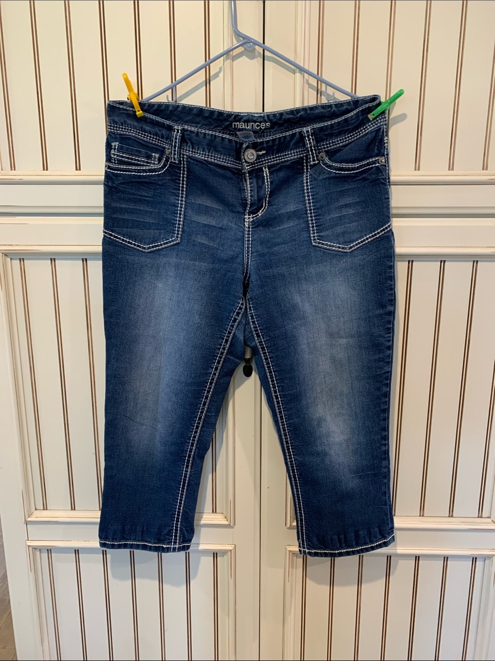 Maurices Navy Blue Cropped Stretch Jeans with Contrast Stitching
